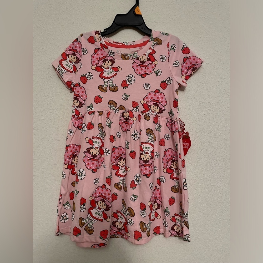 Strawberry shortcake Pink Kids Dress with Cartoon Print size 4T-NWT